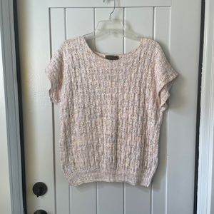 Knitmaven Plus Knit Short Sleeve Top Pink Blue Yellow